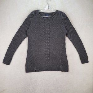 Y2K Nautica Charcoal Gray Knit Classic Academia Round Neck Pullover Sweater